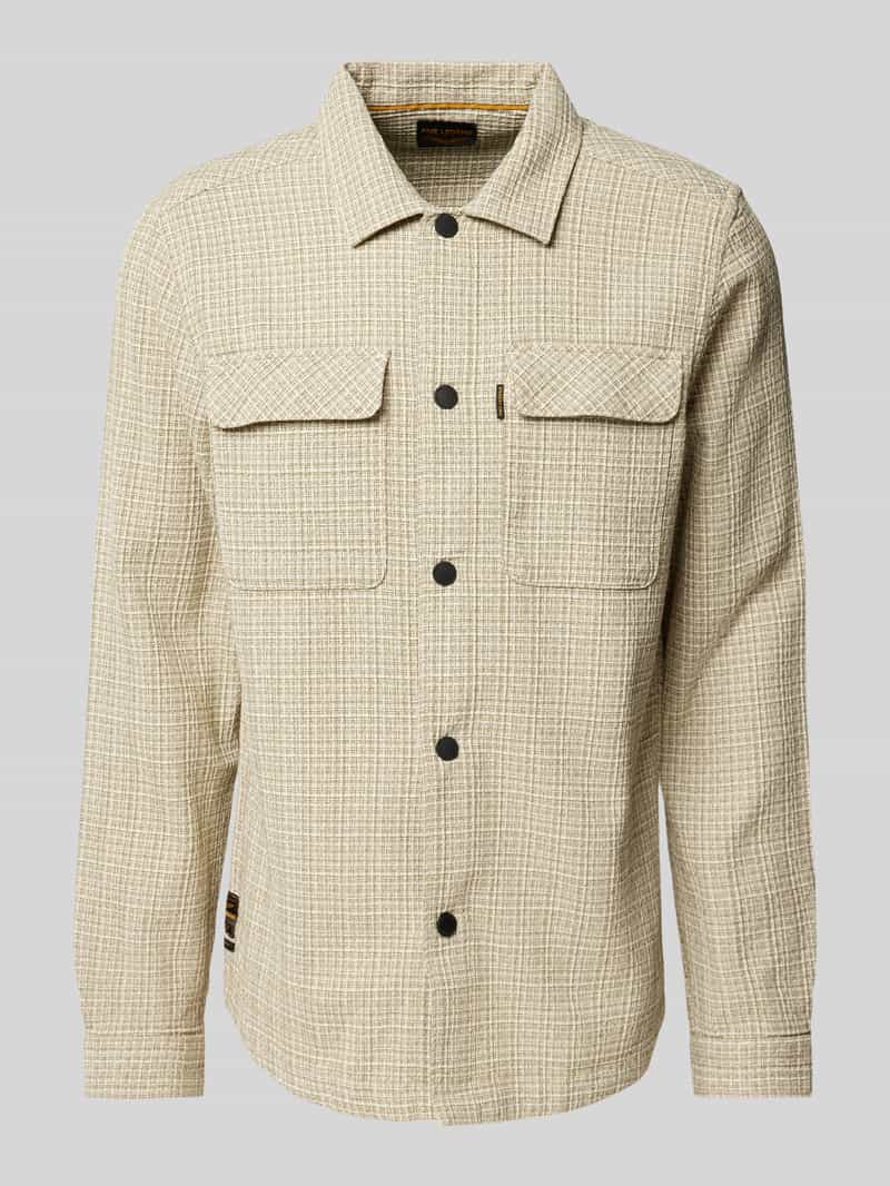 PME Legend Regular fit overhemdjack met paspelzakken op de borst model 'Dobby'