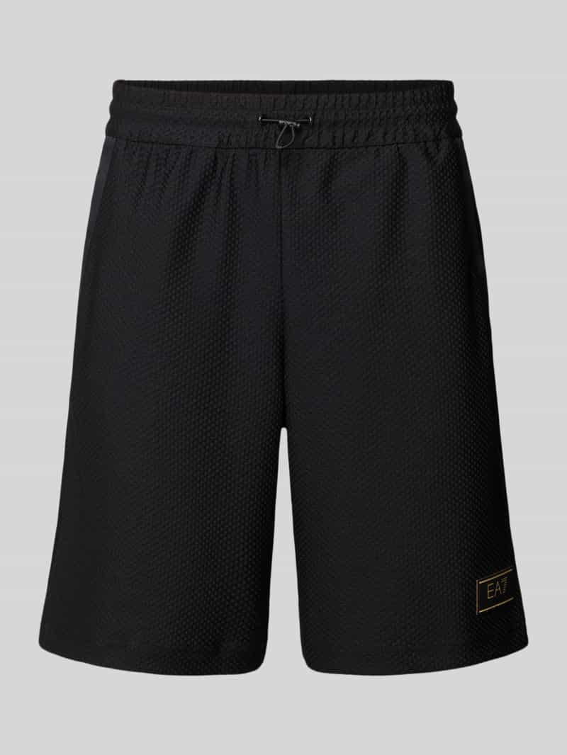 Ea7 Emporio Armani Herren Schwarz Regular Fit Shorts Mit Strukturmuster In Größe Xxxl