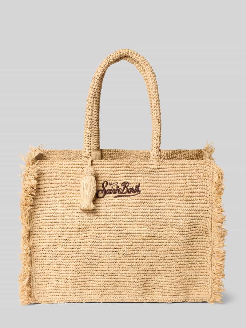 Shopper met label-stitching model 'VANITY RAFFIA FRINGES'