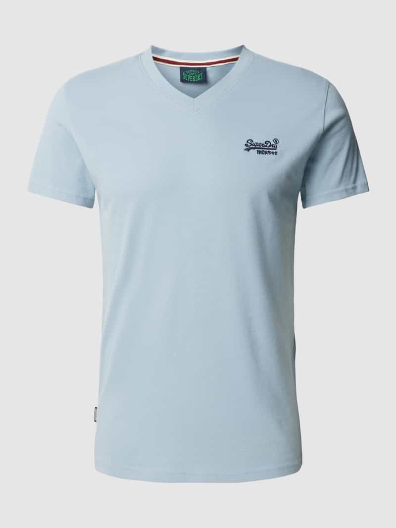 Superdry T-shirt met V-hals model 'VINTAGE LOGO'