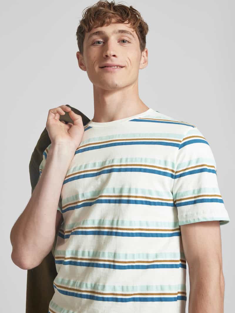 Blend T-shirt met geribde ronde hals model 'JAMAS'