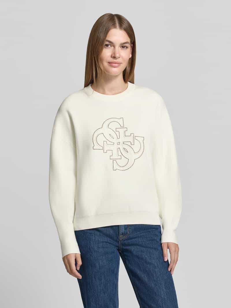 Guess relaxed fit shirt met lange mouwen van elastische materiaalmix