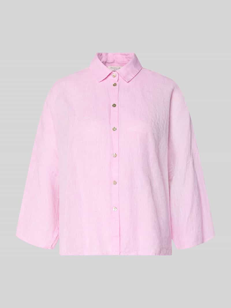 linnen blouse met overgesneden schouders