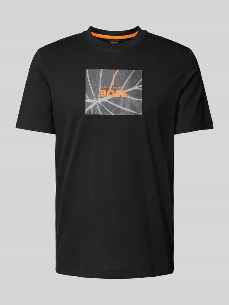 Boss Orange T-shirt met labelprint model 'Injungle'