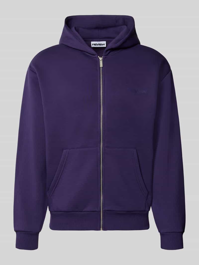 relaxed fit sweatjack van katoenmix met labeldetail