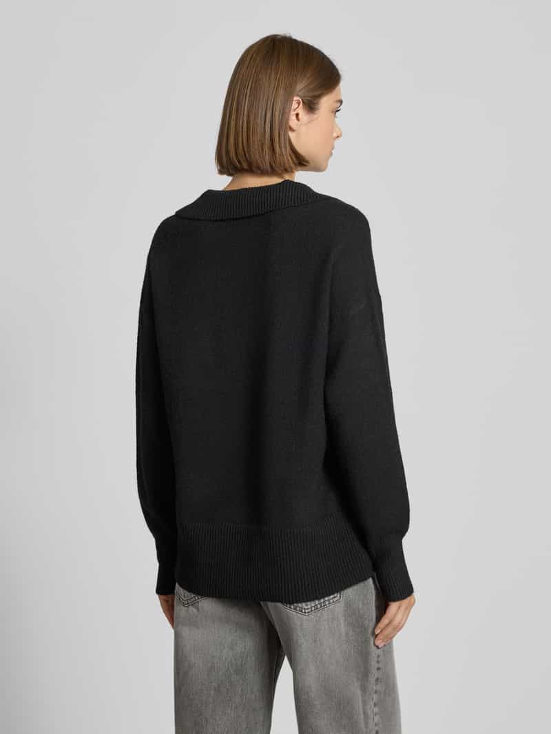 Pieces Regular fit gebreide pullover met wol model 'MALOU' zwart, foto 2