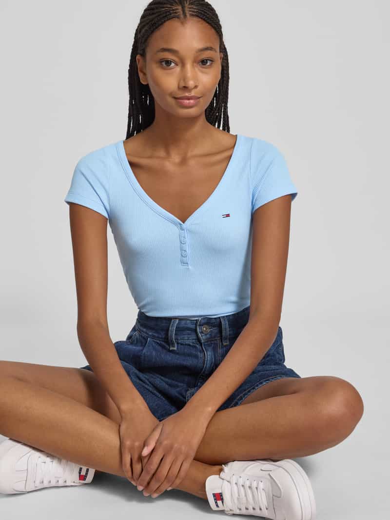 Tommy Jeans Slim fit T-shirt gebreid met wafelpatroon