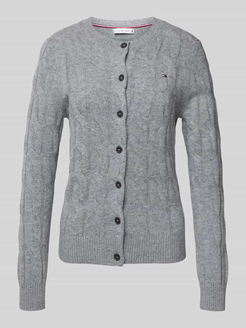 Tommy Hilfiger Regular fit gebreid jack met kabelpatroon van zuivere wol