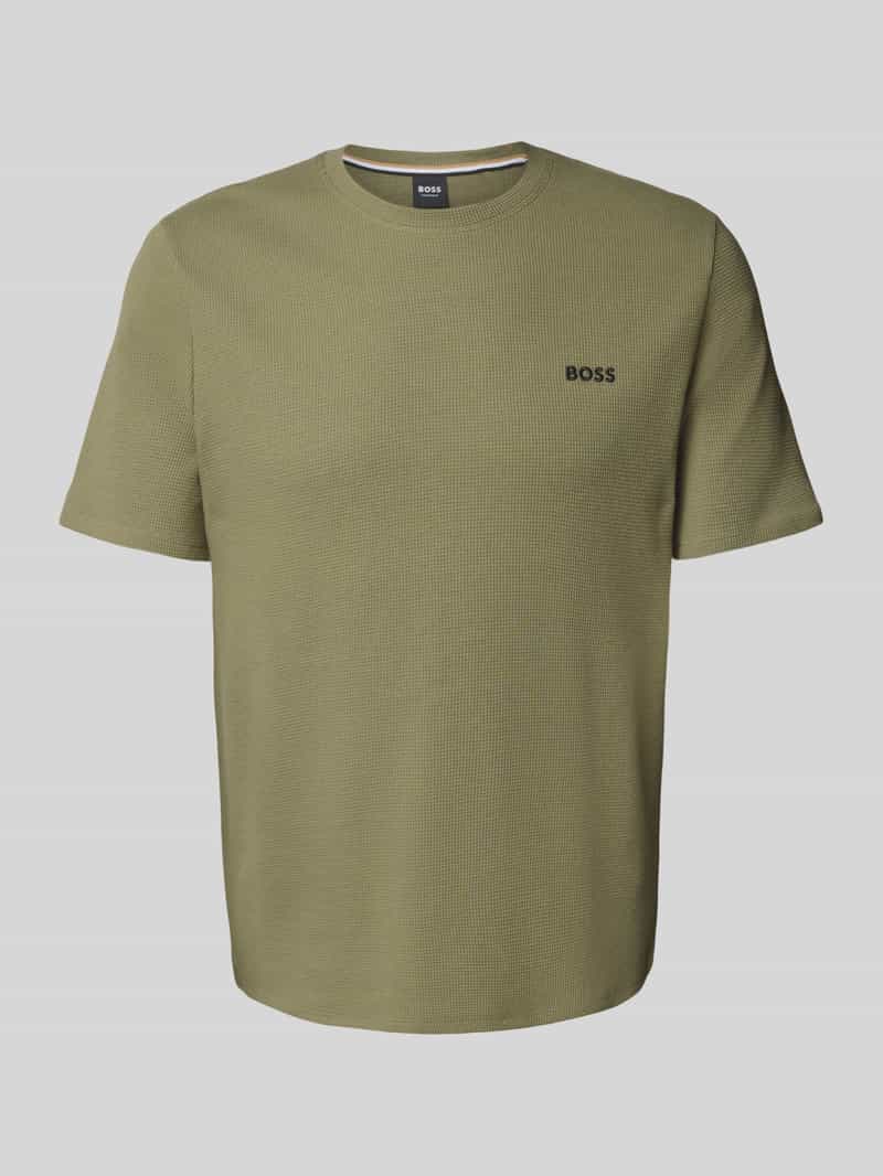 Boss Regular fit T-shirt met wafellook