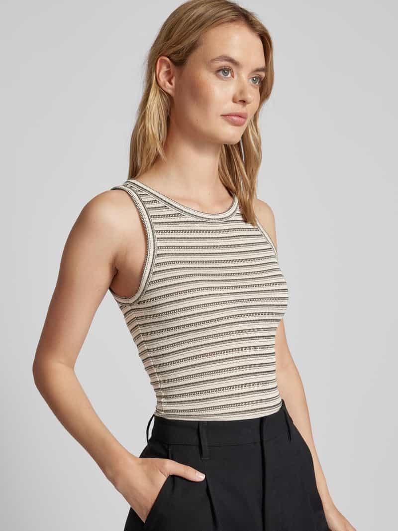 Jake*s Casual Top met bandjes en streepmotief met ronde hals
