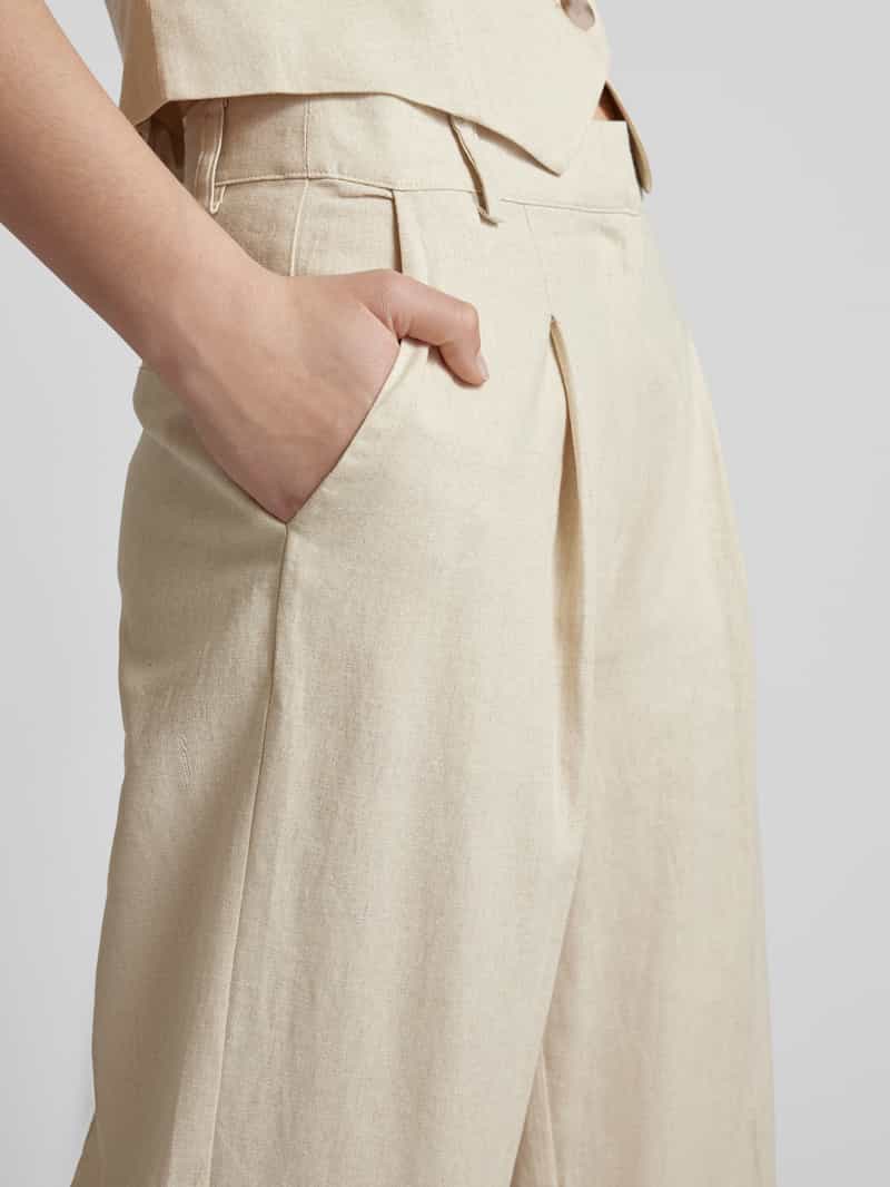 MbyM Wide leg linnen broek met bandplooien model 'Cristiana'