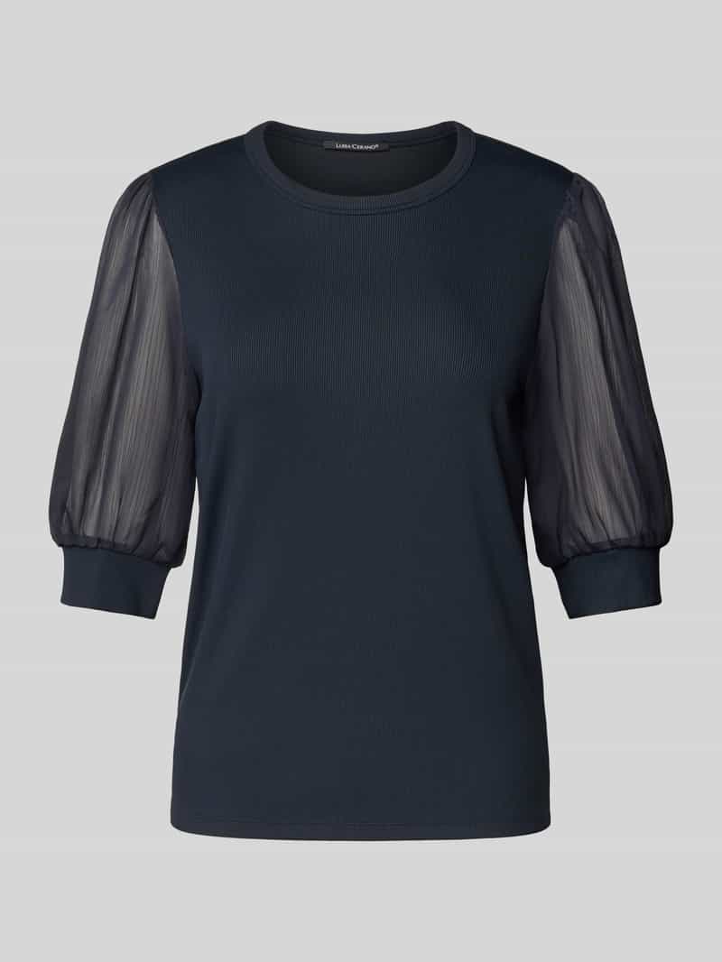 LUISA CERANO T-shirt in riblook met ronde hals