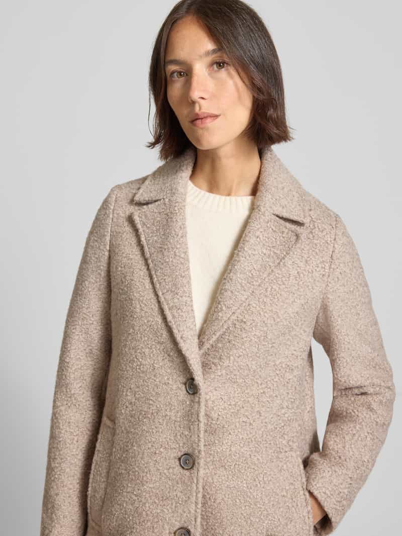 Tom Tailor Lange regular fit lange jas van teddybont met strookzakken