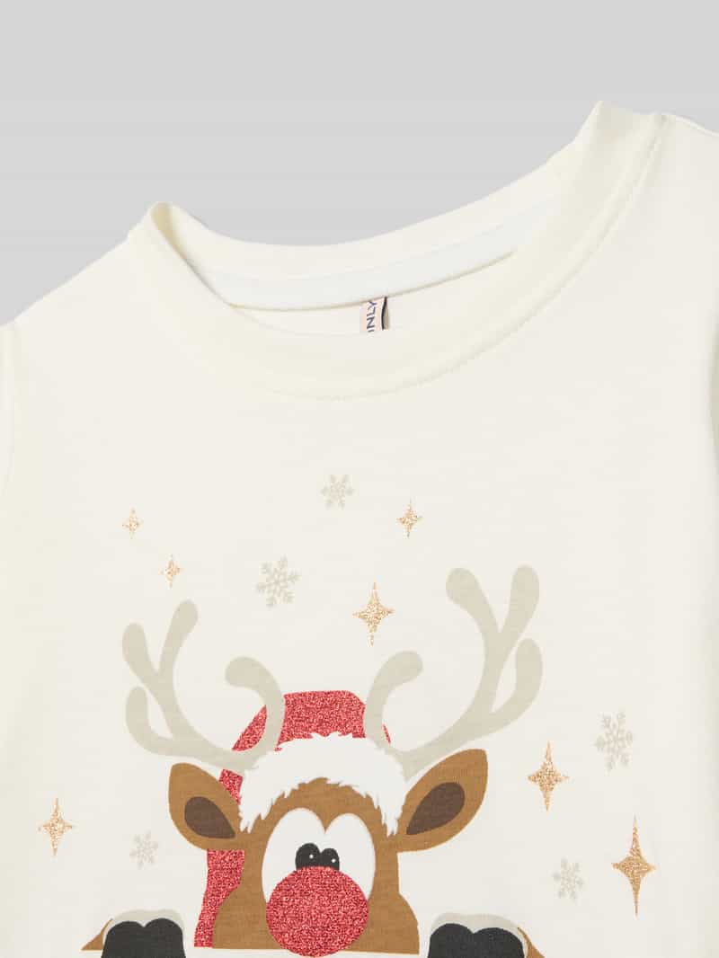 Only Regular fit shirt met lange mouwen van puur katoen model 'XMAS LIFE'