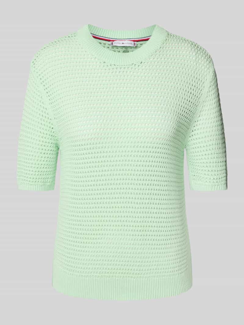 Tommy Hilfiger Regular fit gehaakte pullover van katoenmix