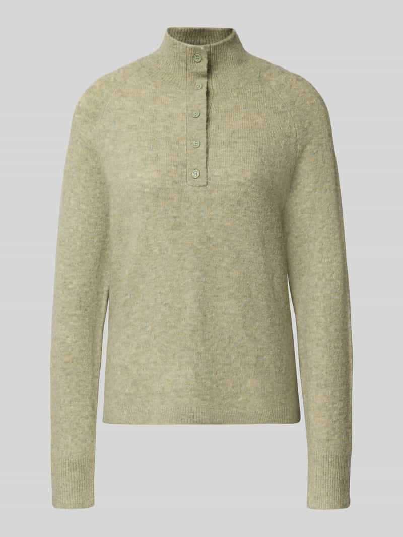 Opus Gebreide pullover met opstaande kraag en knoopsluiting model 'Plutton'