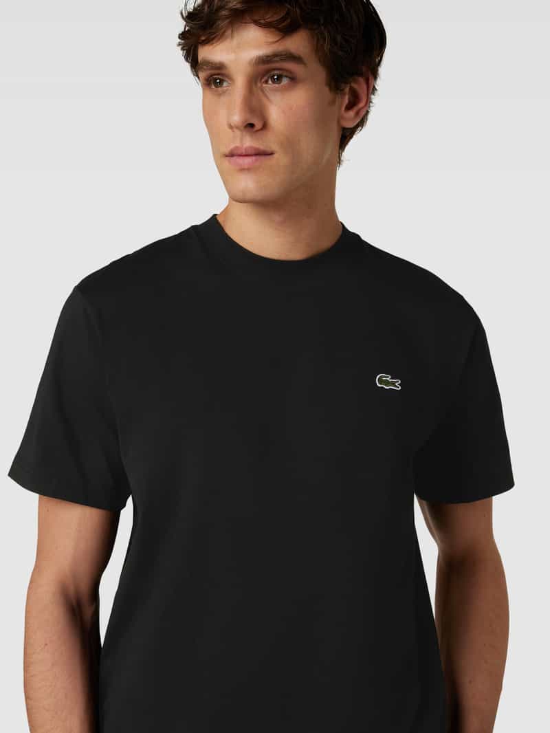 Lacoste T-shirt met logodetail, model 'BASIC ON' zwart, foto 4
