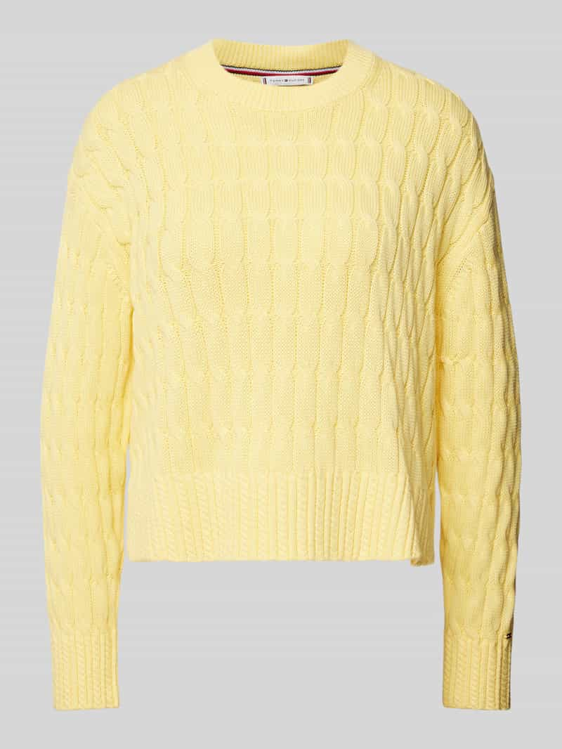 Tommy Hilfiger Gebreide pullover van puur katoen met ronde hals