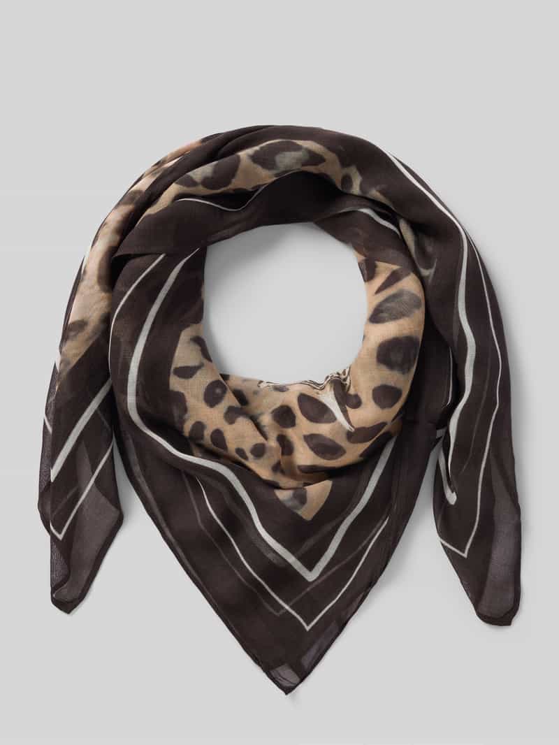 Sjaal van pure viscose met All-over dierenprint