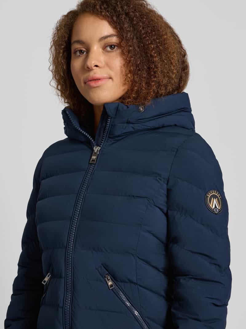 Superdry Regular fit gewatteerde lange jas met imitatiebont model 'Fuji'