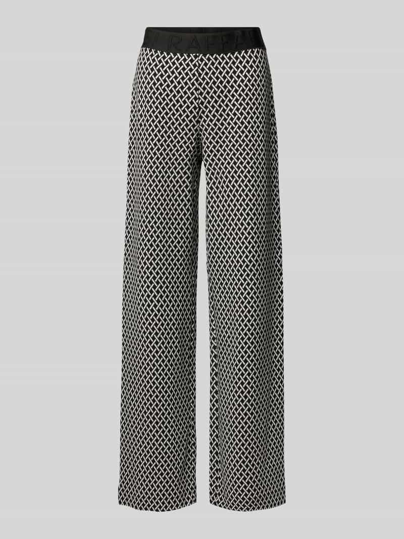 RAFFAELLO ROSSI Wide leg stoffen broek met elastische band met label model 'ELAINE'