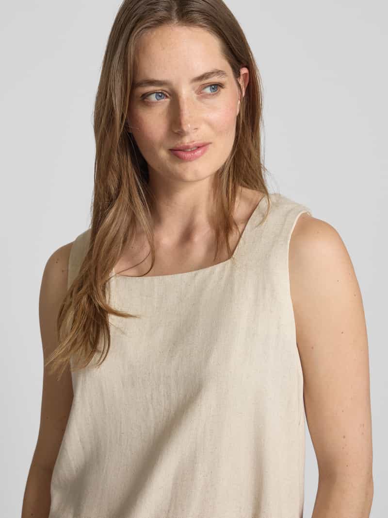 My Essential Wardrobe Top met bandjes van een mix van linnen en viscose met vierkante hals