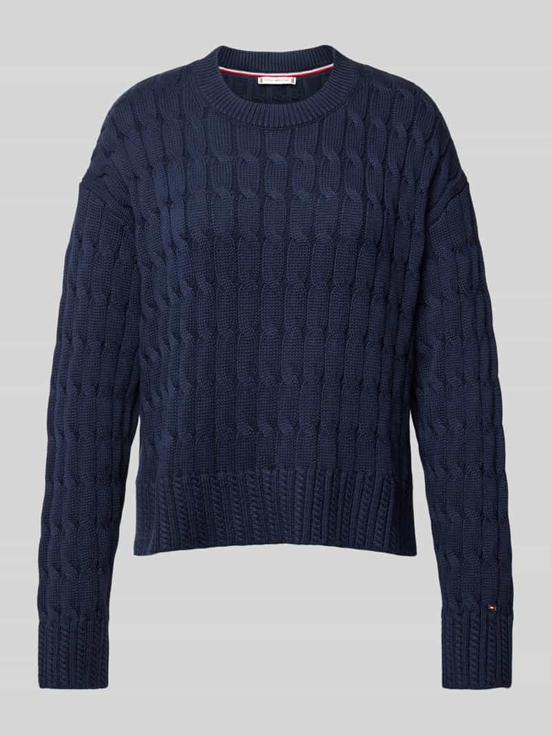 Tommy Hilfiger Gebreide pullover van puur katoen met ronde hals