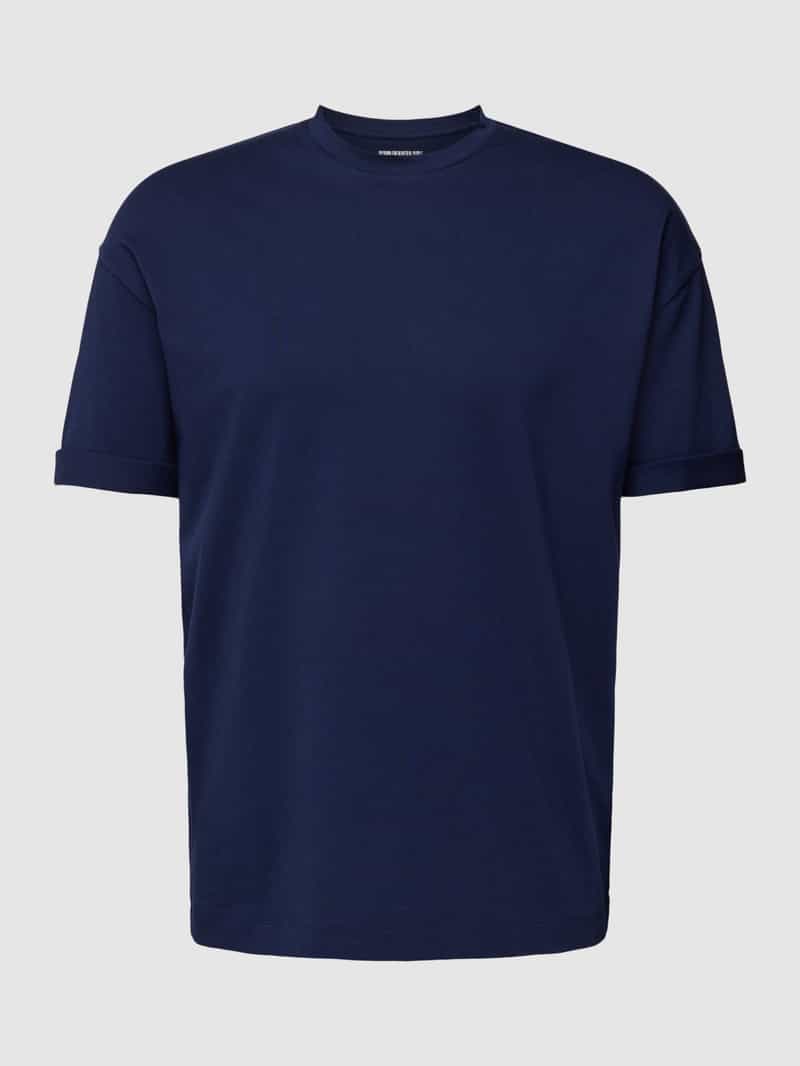 drykorn T-shirt met geribde ronde hals model 'THILO'