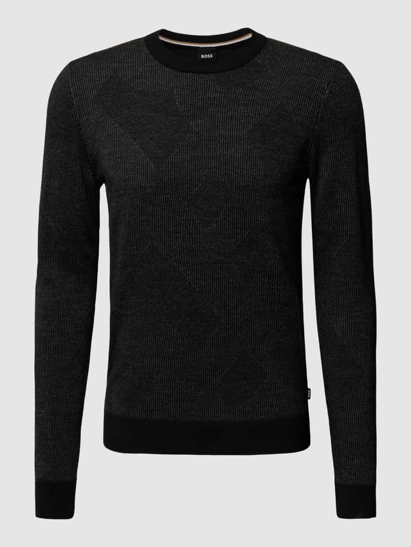 Boss Gebreide pullover van scheerwol, model 'Motivo'