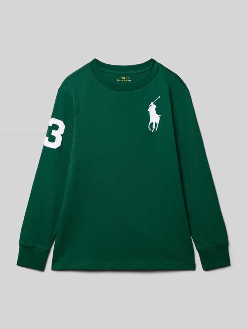 Polo Ralph Lauren Teens Shirt met lange mouwen labelstitching en ronde hals