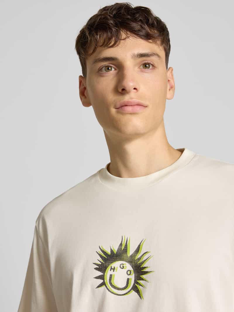 Hugo Blue Regular fit T-shirt van puur katoen