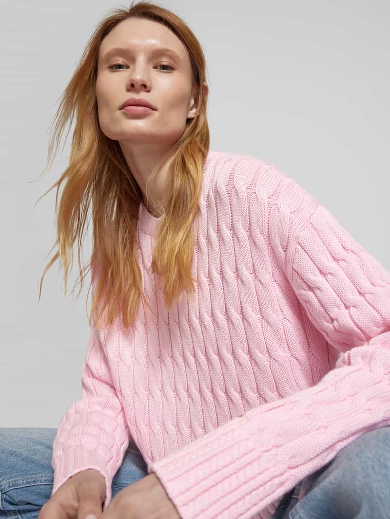 Tommy Hilfiger Gebreide pullover van puur katoen met ronde hals