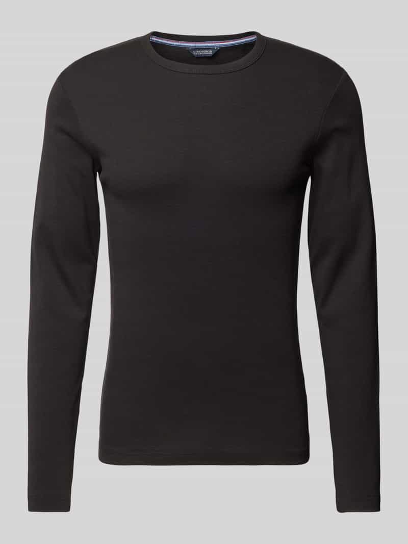 slim fit shirt met lange mouwen met geribde ronde hals