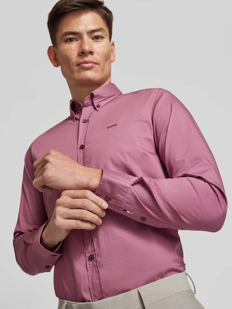 Boss Slim fit zakelijk overhemd met kentkraag model 'Roan'