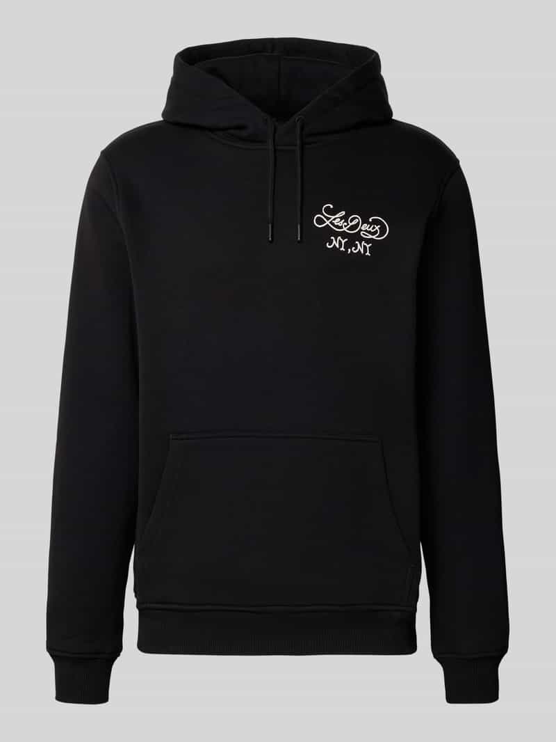 Les Deux Hoodie met labelprint en kangoeroezak