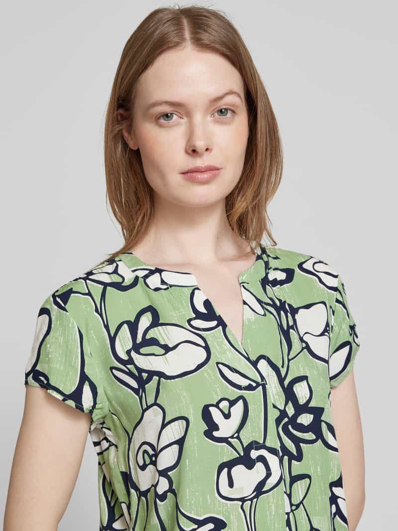 Tom Tailor Loose fit blouse met korte mouwen van pure viscose met all-over motief