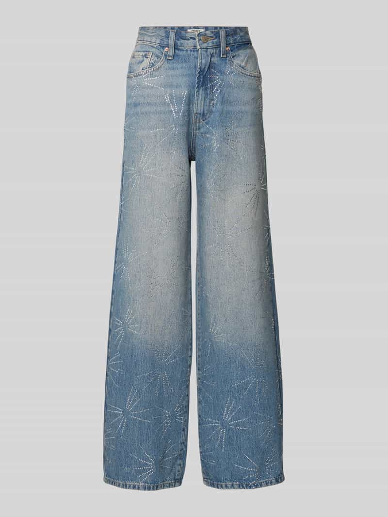 Only Loose fit jeans van zuiver katoen met strass-steentjes model 'HOPE'