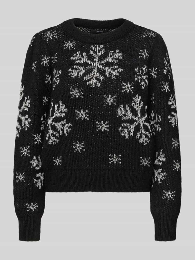 Vero Moda Regular fit kersttrui met all-over motief model 'NEWSNOWFROST'