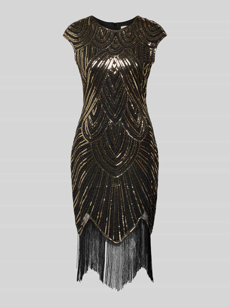 Apricot Mini-jurk met pailletten en franjes