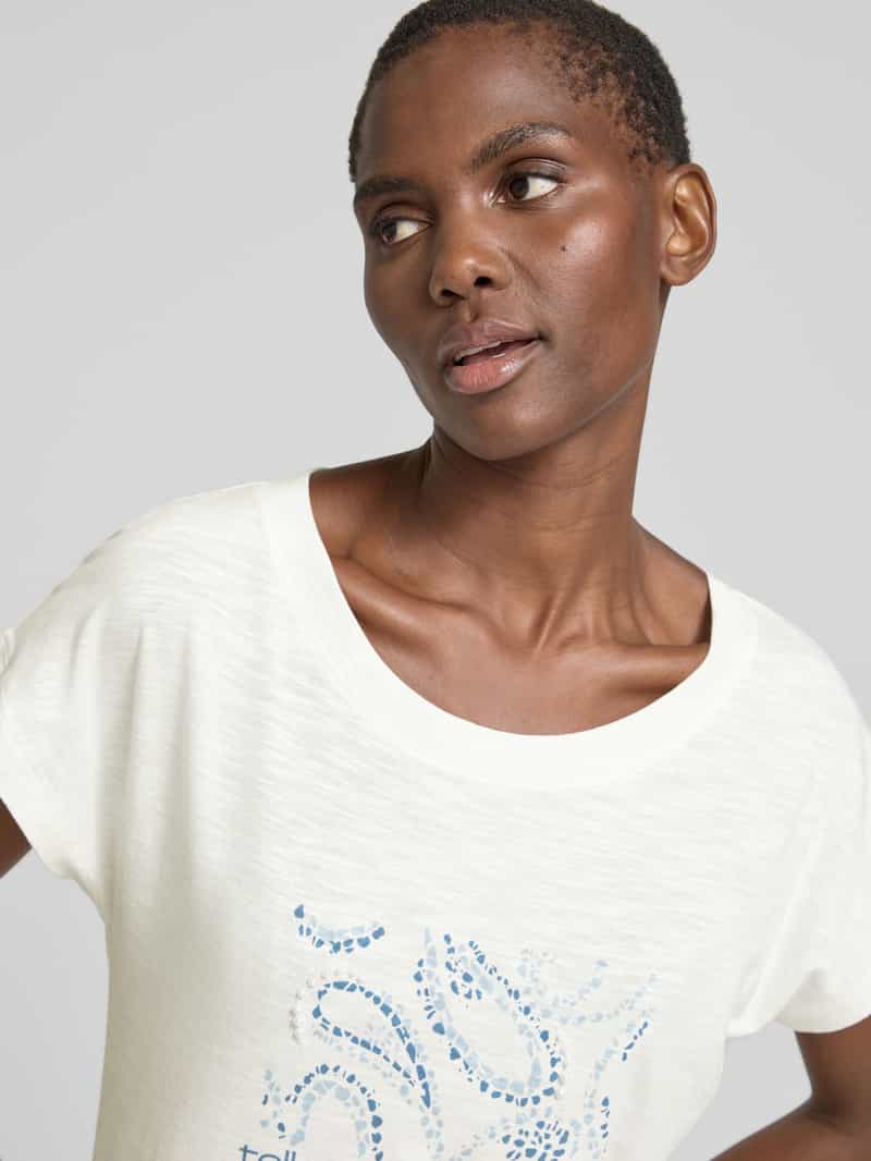 s.Oliver RED LABEL Relaxed fit T-shirt van een mix van katoen en viscose met artworkprint