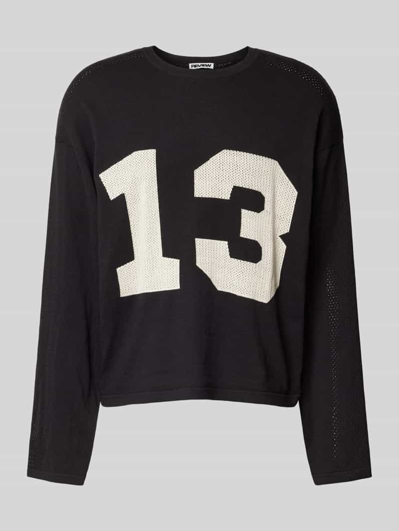 REVIEW Gebreide pullover met extra brede schouders