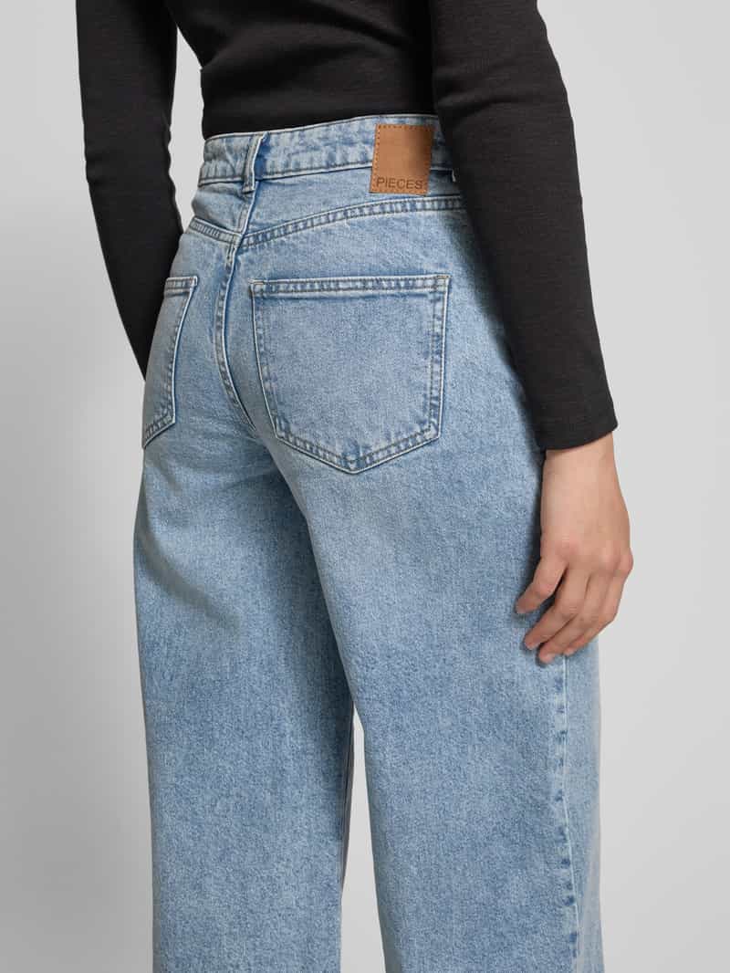 Pieces Wide leg jeans van katoenmix model 'SELMA'