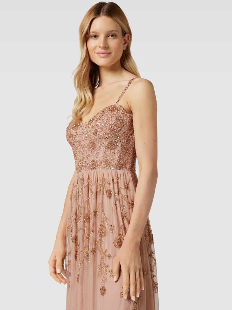 Lace & Beads Avondjurk met siersteentjes en pailletten