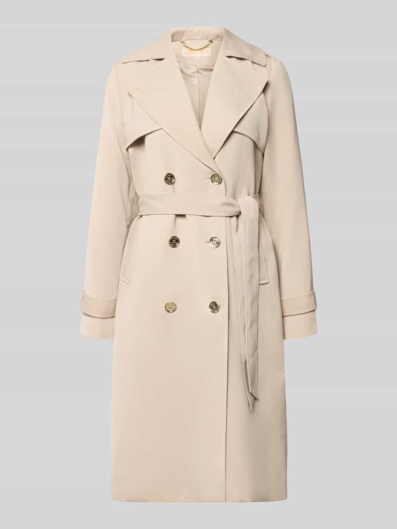 Dubbelrijige trenchcoat met strikceintuur
