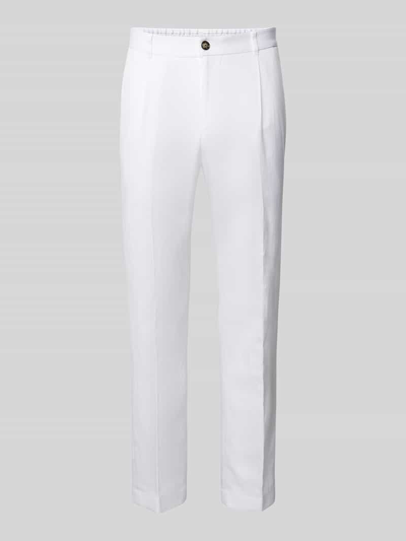JOOP! Collection Slim fit bandplooibroek met riemlussen model 'Lester'