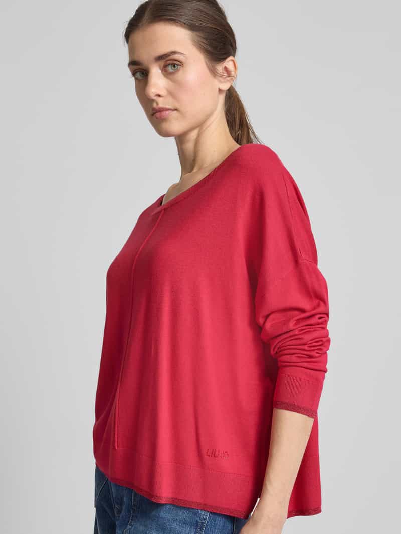 Liu Jo White Oversized gebreide pullover met ronde hals