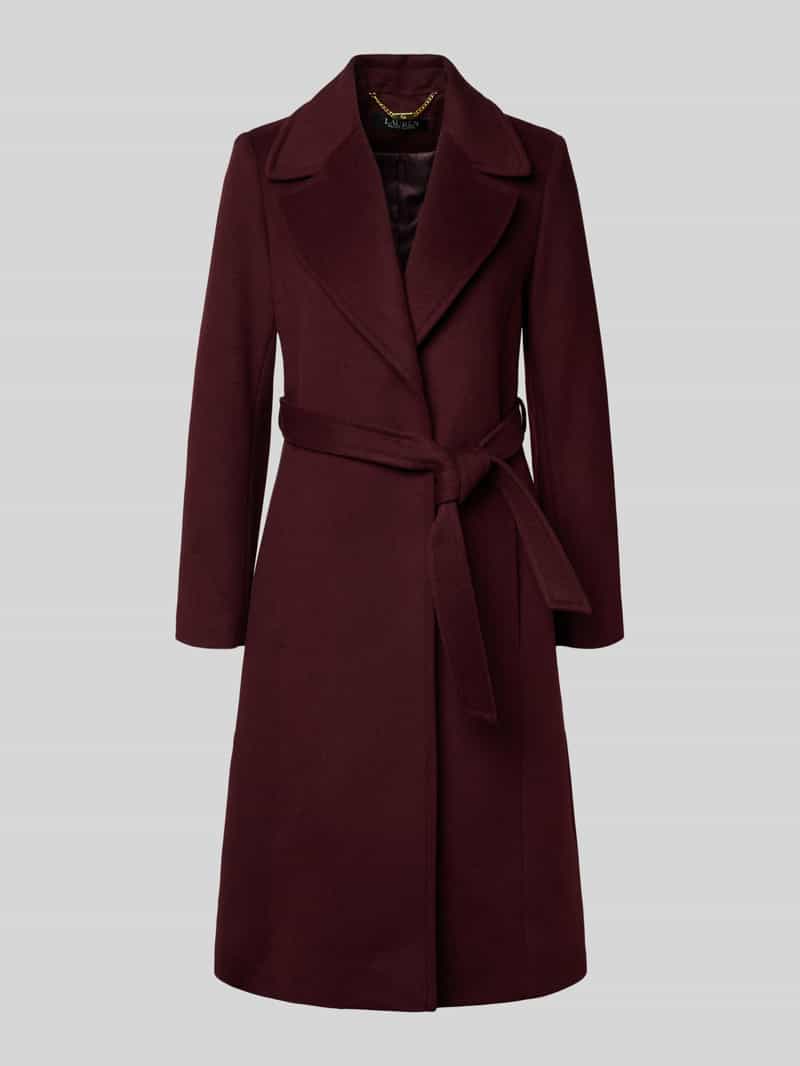 Lauren Ralph Lauren Lange jas met reverskraag en strikceintuur