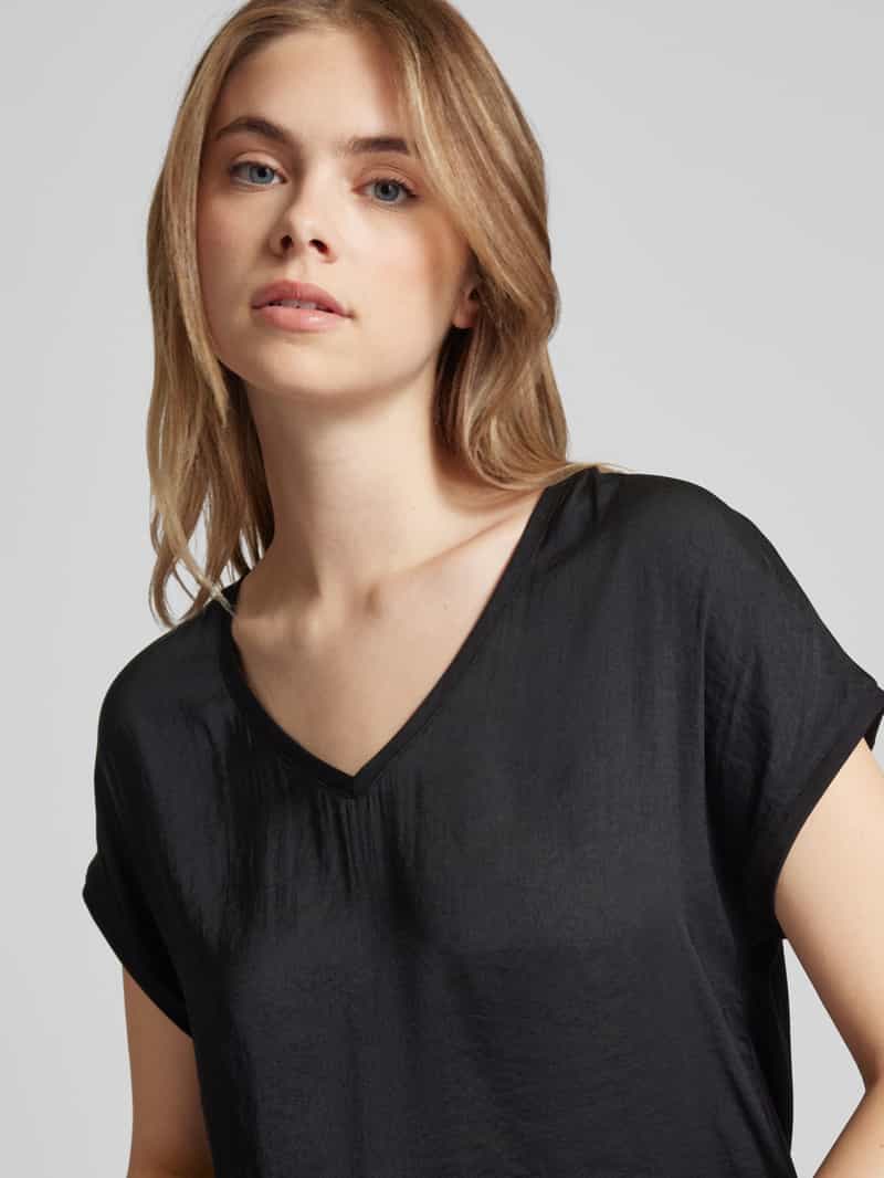 QS T-shirt met afgeronde V-hals