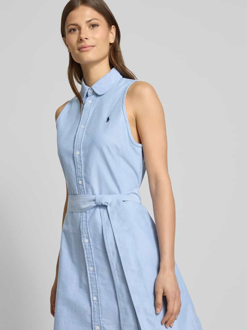 Polo Ralph Lauren Knielange jurk met strikceintuur model 'BLAR'