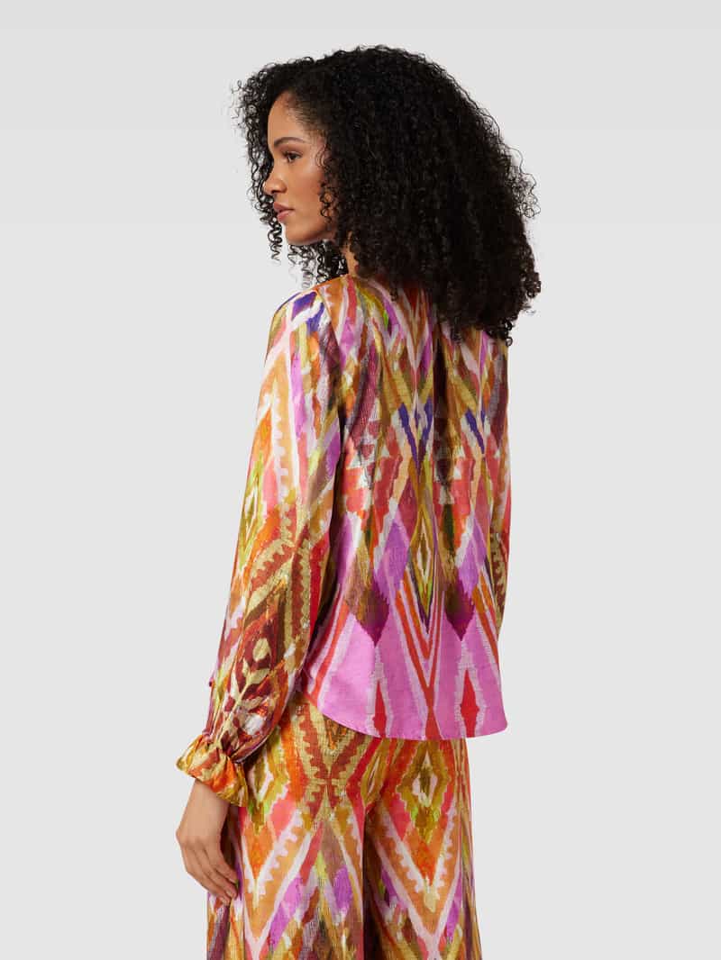 Blouseshirt van viscose, model 'Nadjaton' tonno & panna